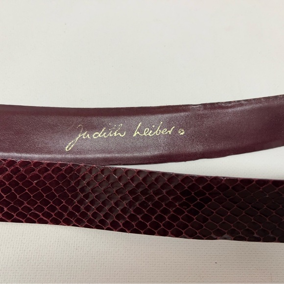 Judith Leiber Burgundy Snake/Leather Belt w/Gold Buckle and Black/Red accent - Picture 9 of 15